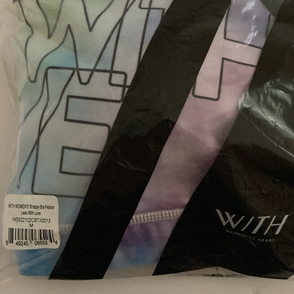 Peloton WITH Strappy Sports Bra Lead With Love Rainbow Tie Dye Size M - Picture 6 of 8